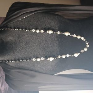 Black silver and clear necklace